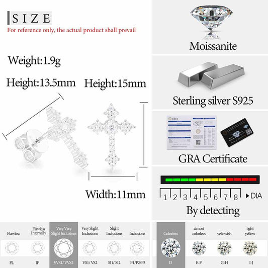 Delzzad Cross Prong Stud Earrings VVS Synthetic Moissanite S925 Earrings Jewelry Perfect Birthday Mother’S Day Gift for Men Women Silver Earrings Golden Earrings Wedding Set