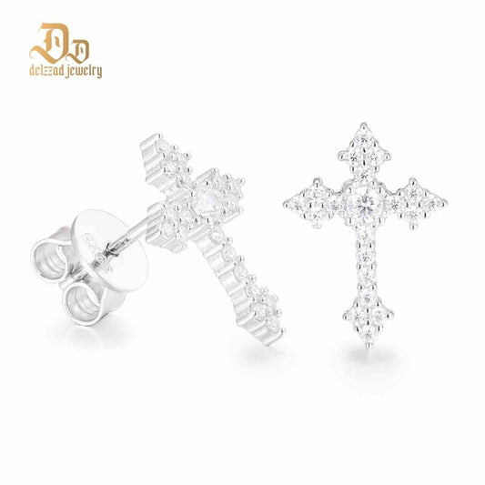 Delzzad Cross Prong Stud Earrings VVS Synthetic Moissanite S925 Earrings Jewelry Perfect Birthday Mother’S Day Gift for Men Women Silver Earrings Golden Earrings Wedding Set