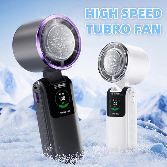 New Ice Pack High-Speed Handheld Eletirc Fan Speed Adjustable Folding Mini Fan Portable Outdoor Hanging Neck Small Fan - DAILY AMPED