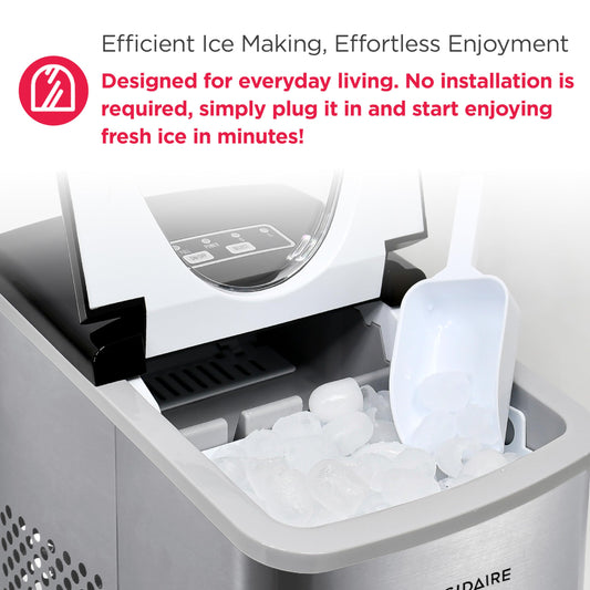 Frigidaire 26‑lb/Day Stainless Portable Ice Maker - DAILY AMPED